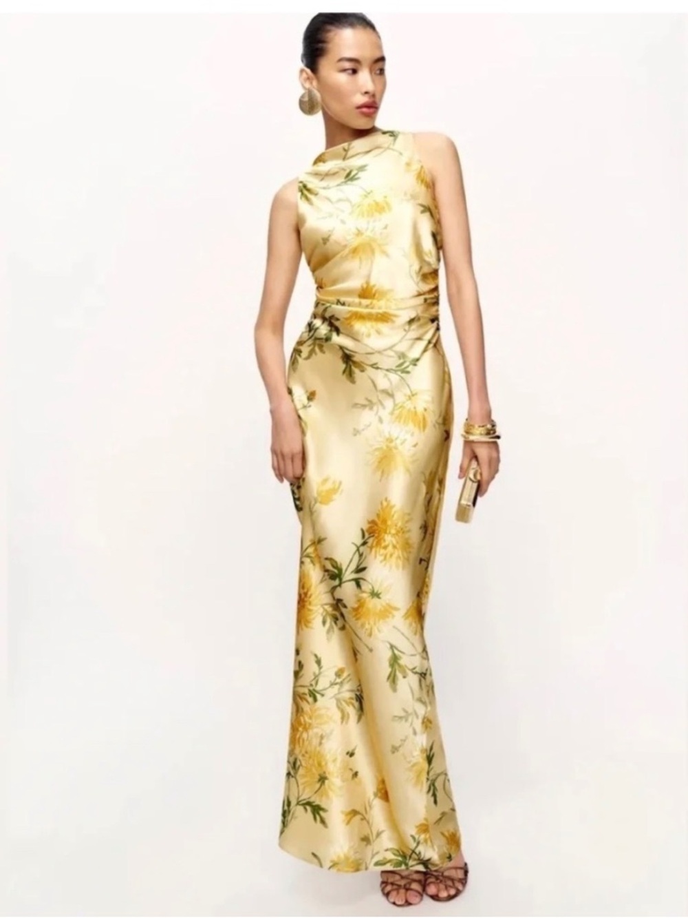 NWT Reformation Anaiis Silk Dress Honeyglow Floral Yellow